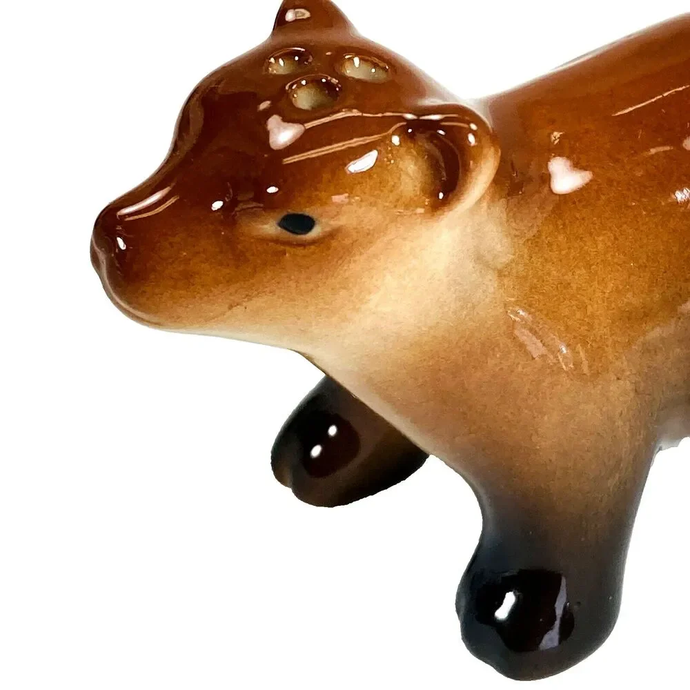 Fox and Bear Salt and Pepper Shakers NEW Ceramic 3